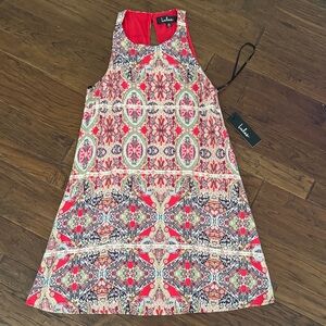 Lulu's Red and Green Patterned Dress